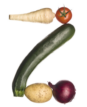 The letter 'Z' made out of vegetables