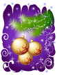 Golden Christmas balls on violet background