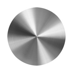 turned metal disc on isolated white background