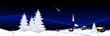 Winter Landscape Panorama With Falling Star