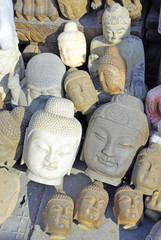 Wall Mural - China Shanghai Yuyuan market stone carved buddhas.