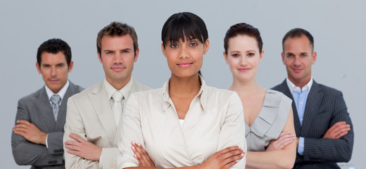 Wall Mural - Afro-American businesswoman leading her team