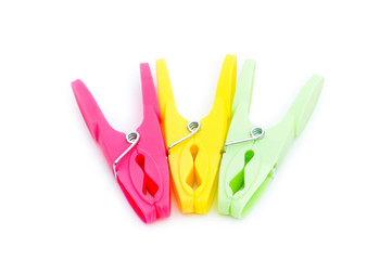 Various pegs isolated on the white background