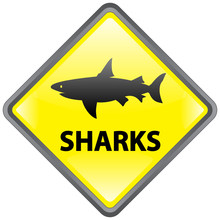 "Sharks" Sign (diamond - Roadsign Style - Shiny - Vector)