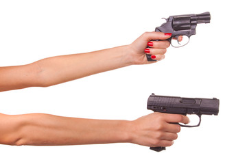 Woman's hand with a gun