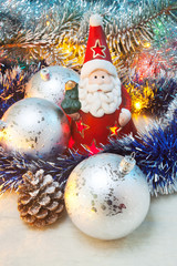 Santa Claus and decorations