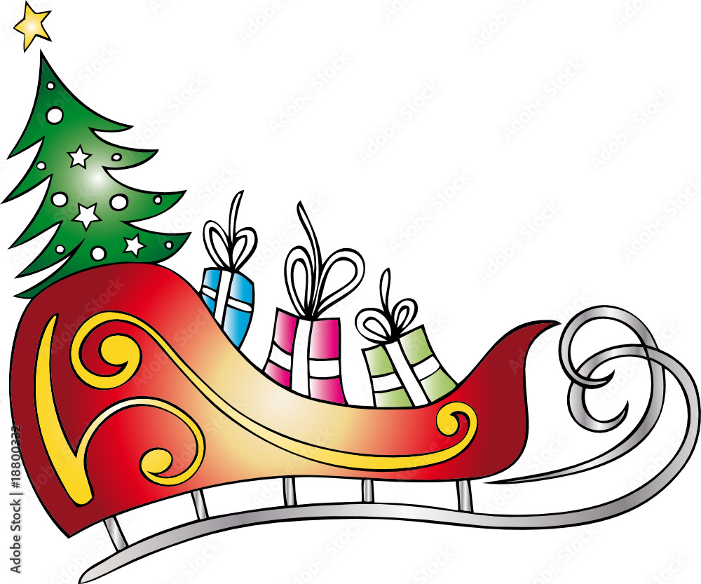 christmas elements, Weihnachten, Schlitten, Geschenke Stock Vector