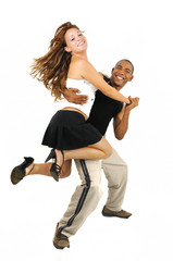 Wall Mural - Dancing couple with latino instructor