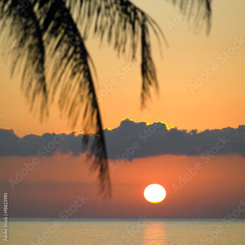 Naklejka - mata magnetyczna na lodówkę sunset over Caribbean Sea, Maria la Gorda, Cuba