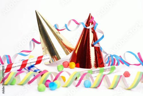 Cotillons Chapeaux Sarbacannes Et Serpentins Stock Photo Adobe Stock