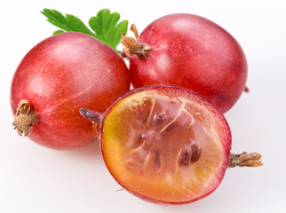 Wall Mural - Berries of gooseberry on a white background