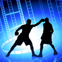 Wall Mural - boxing on film strip/reel background