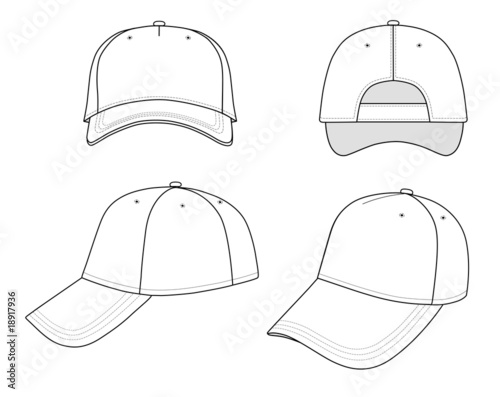 Fotografía Outline cap vector illustration isolated on white