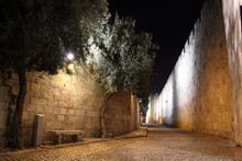 An Alley In The Old City Of Jerusalem At Night, Israel.