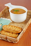 Fototapeta Kuchnia - Cream of carrot soup
