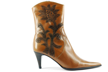 woman brown leather boot