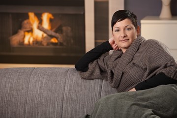 Wall Mural - Woman with hot drink