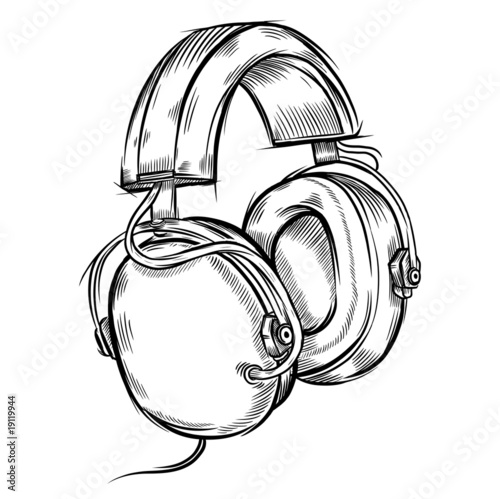 Naklejka ścienna Hand-drawn headphones