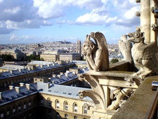 Canvas Print - View of Paris from the Notre Dame cathedral