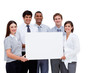 © WavebreakMediaMicro - Multi-ethnic business people holding a white card