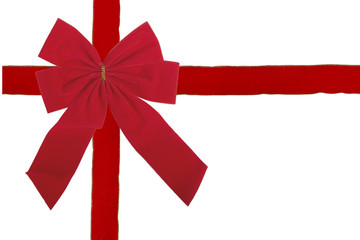 red velvet ribbon and bow isolated on white