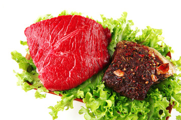 roast and raw beef