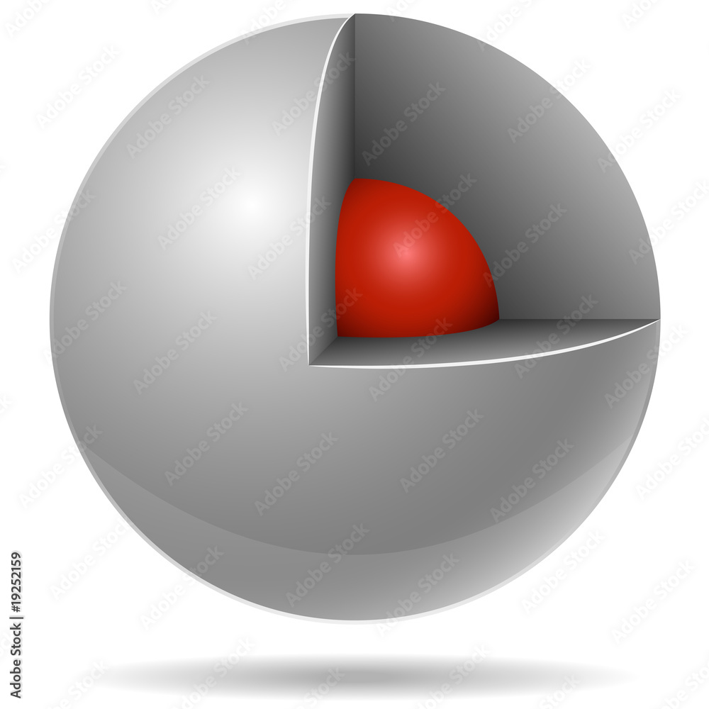 Cross section of sphere. Core concept.
