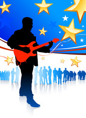 Poster - Guitar player on patriotic background