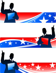 Wall Mural - Business executive with patriotic banners