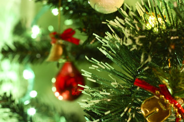 christmas tree, decorations and lanterns