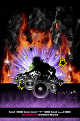 Discoteque Dj Flyer with Real Flames