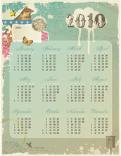 Whimsical Collage Callendar With Many Retro Design Elements