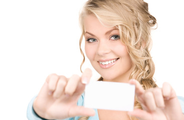 Poster - happy girl with business card