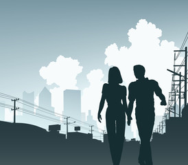 Wall Mural - city couple