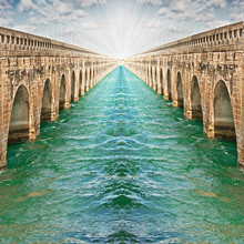 Metaphor Concept  Of Optimistic Spirit With Infinite Bridges