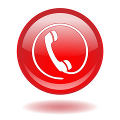 Round web button with telephone symbol (hotline customer care)