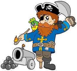 Canvas Print - Cartoon pirate with cannon