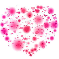 Abstract pink lights in the shape of the heart