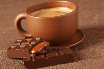 Poster - Cup of coffee and chocolate