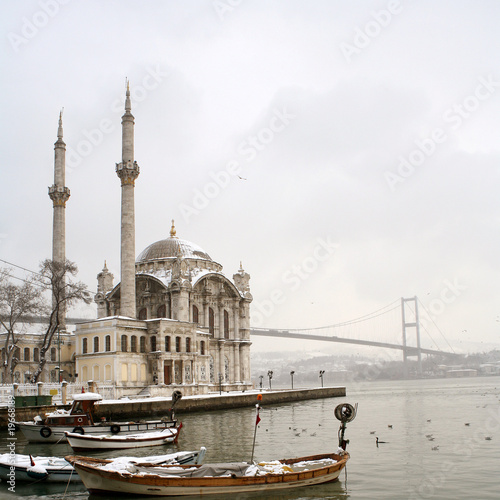 Bosphorus Bridge and Ortakoy Mosque in Istanbul Turkey Poster