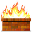 Brick wall on fire