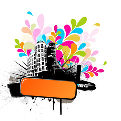 Wall Mural - City with color background. vector