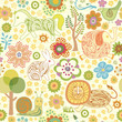 Abstract Floral and Animals Pattern