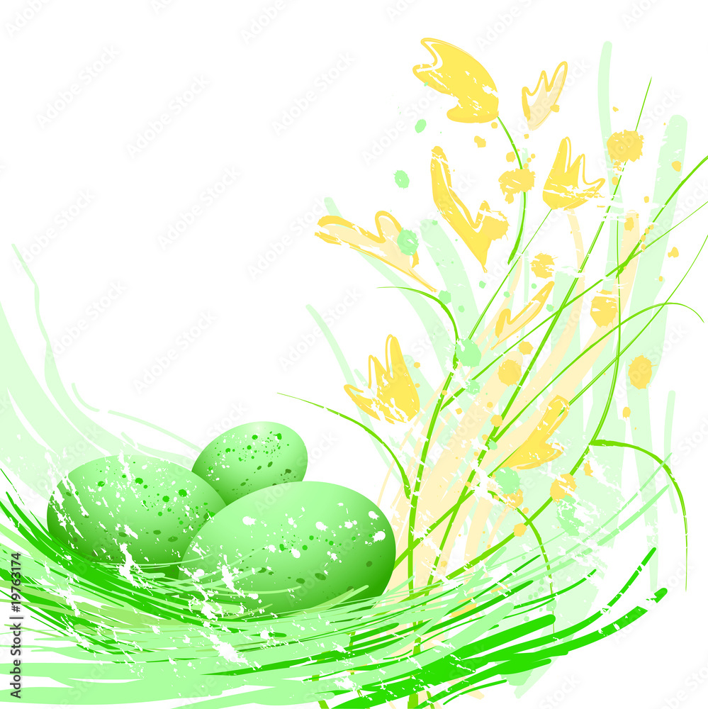 Easter green eggs - obrazy, fototapety, plakaty 