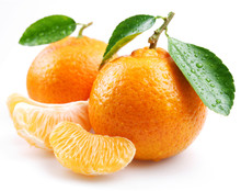 Tangerine With Segments On A White Background