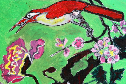 Loiseau Au Plumage Rouge Buy This Stock Illustration And