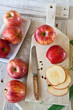 Apples on a chopping board