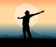 freedom and happiness concept guy silhouette