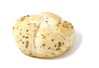 Sticker - Tasty bread isolated on white background. Macro photo.