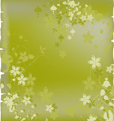 Wall Mural - Green background with many flowers